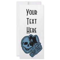 Skull Top Hat Gentleman Blue rack cards by VoXeeD Skull Top Hat Gentleman Blue rack cards