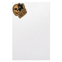 Skull Top Hat Gentleman Orange stationery