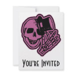 Skull Top Hat Gentleman Pink Personalized Invitation