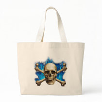 Skull w/ Blue Flame Canvas Bags