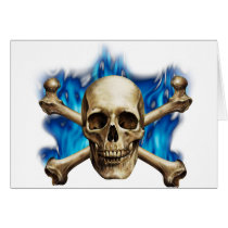 Skull w/ Blue Flame Greeting Card