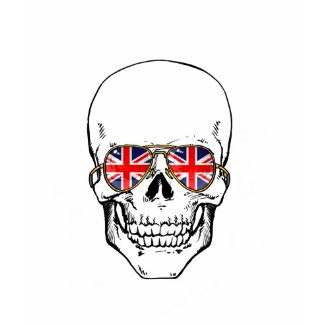 Skull wearing Union Jack Sunglasses zazzle_shirt