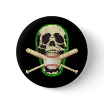 SKULL WITH BASEBALL AND BATS PINS