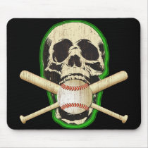 SKULL WITH BASEBALL AND BATS MOUSEPADS