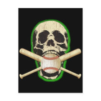 SKULL WITH BASEBALL AND BATS POSTCARDS