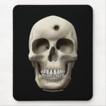 Skull with Bullet Hole Mouse Pads