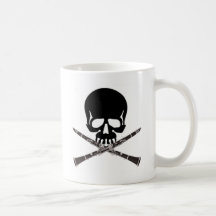 Skull with Clarinets and Crossbones Coffee Mugs