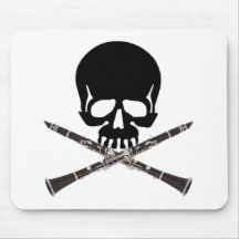 Skull with Clarinets and Crossbones Mousepads