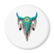 Skull with Feathers magnets by bubbasbunkhouse Skull with Feathers magnets