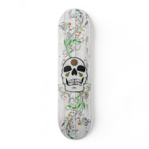 skull with flowers (vintage) skate board deck