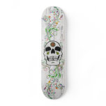 skull with flowers (vintage) skate board deck