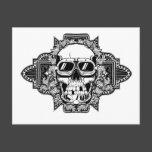 Skull with glasses postcards
