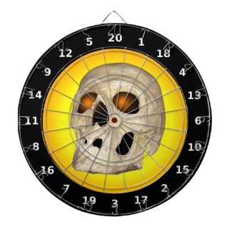 Skull With Glowing Orange Eyes Halloween Dartboard
