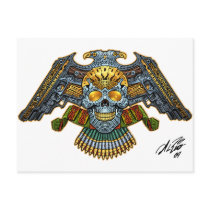 Skull with Guns and Bullets by Al Rio Post Cards