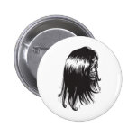 Skull With Hair Button