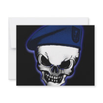 Skull with Military Beret invitations by GrungeFactory Skull with Military Beret invitations
