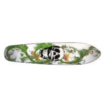 Skull with ornamental flowers skateboards