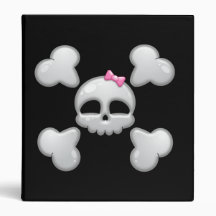 Skull with Pink Bow 3 Ring Binder
