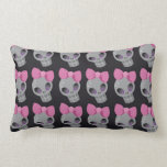 Skull with Pink Bow Print Throw Pillows