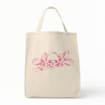 Skull with Pink Splatters and Swirls bags by evilinpink Skull with Pink Splatters and Swirls bags