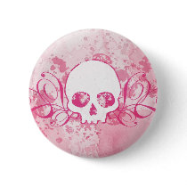 Skull with Pink Splatters and Swirls buttons by evilinpink Skull with Pink Splatters and Swirls buttons
