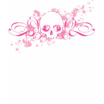 Skull with Pink Splatters and Swirls t-shirts by evilinpink Skull with Pink Splatters and Swirls t-shirts