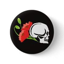 Skull with poppies buttons by JellyRollDesigns Skull with poppies buttons