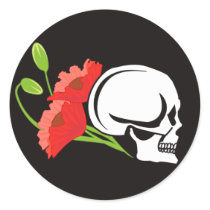Skull with poppies stickers by JellyRollDesigns Skull with poppies stickers