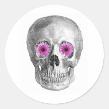 SKULL WITH RETRO DAISY EYES STICKERS