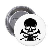 Skull with Trumpets as Crossbones buttons