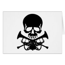 Skull with Trumpets as Crossbones cards