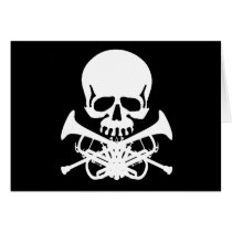 Skull with Trumpets as Crossbones cards