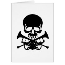 Skull with Trumpets as Crossbones cards