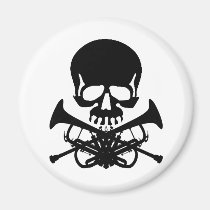 Skull with Trumpets as Crossbones magnets
