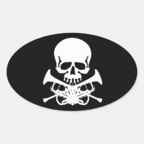 Skull with Trumpets as Crossbones stickers