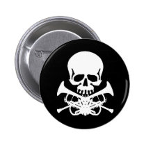 Skull with Trumpets as Crossbones buttons