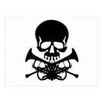 Skull with Trumpets as Crossbones postcards
