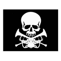 Skull with Trumpets as Crossbones postcards