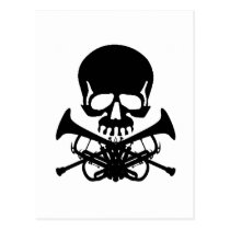 Skull with Trumpets as Crossbones postcards