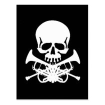 Skull with Trumpets as Crossbones postcards