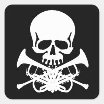 Skull with Trumpets as Crossbones stickers