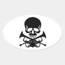 Skull with Trumpets as Crossbones stickers