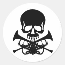 Skull with Trumpets as Crossbones stickers