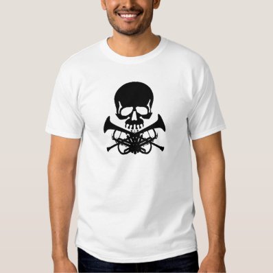 Skull with Trumpets as Crossbones T Shirts