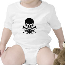 Skull with Trumpets as Crossbones t-shirts