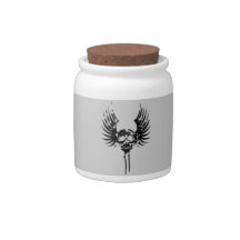 Skull with Wings Tip Jar Candy Dish