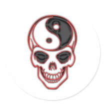 Skull Yin Yang Round Stickers