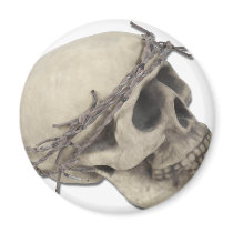 SkullBarbedWireCrown051411 Refrigerator Magnet