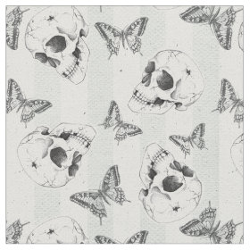 Skulls and butterflies fabric