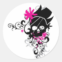 Skulls-and-Curls Round Sticker